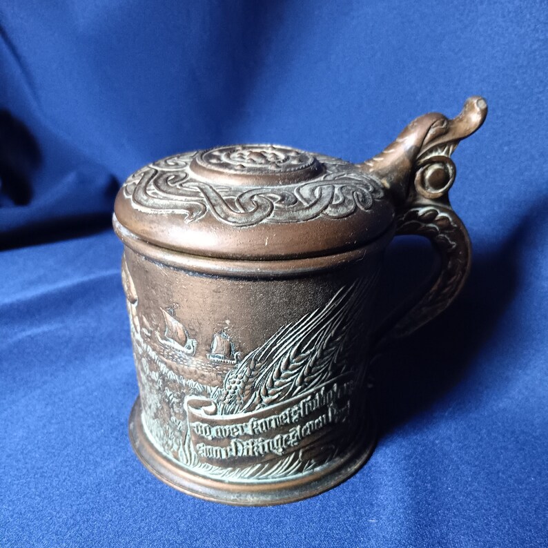 Viking Stein, Bronze Stein, Edward Aagaard, Vintage Bronze, Drinking Cup, Danish Bronze, Denmark, Collectible Stein, Vintage Gift Idea image 3