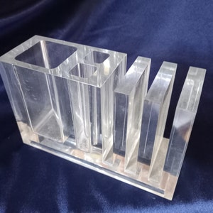 Guzzini Desk Tidy, Guzzini Pen Holder, Guzzini Letter Rack, Lucite Desk Tidy, Guzzini Per Alimente, Desk Organizer, Minimalist