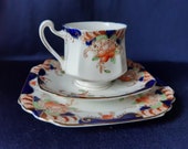 Vintage Tea Trio, China Trio, Cup and Saucers, Heathcote Bone China, Imari Bone China, Afternoon Tea, Tea Party, Replacement China, gift