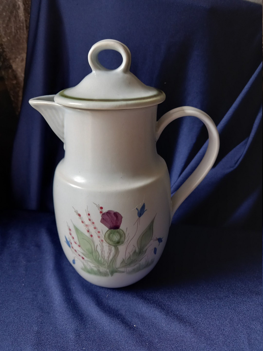 Buchan Pottery, Buchan Portobello, Buchan Stoneware Coffee Pot, Scotland, Thistle, Retro Coffee