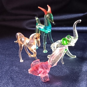 Glass Animals, Glass Figurines, Murano Animals, Glass Elephant, Glass Antelope, Glass Horse, Glass Fish, Miniature Animals, Glass Miniatures