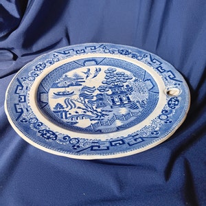 Antique Plate Warmer, Copeland and Garret, Late Spode, , Antique Copeland, Willow Pattern, Blue and White China, Kitchen Decor, Ceramic