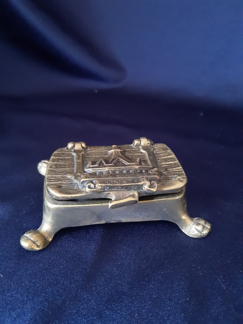 Stamp Box Stamp Holder Brass Stamp Box Desk Accessories Etsy