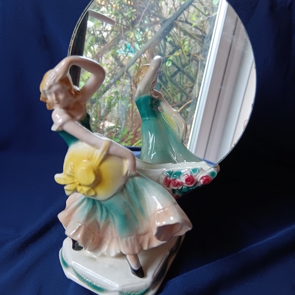 Art Deco Lady, Art Deco Dancer, Art Deco Mirror, Dancing Lady, Home Decor, Vintage Decor, Art Deco Decor, Vintage Mirror, Deco Figurine