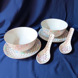 Rice Bowls, Soup Bowls, Chinese Bowls, Chinese Spoons, Oriental Dining, Serving Dishes, Chinese Dining Set, Kitchen Decor, Vintage Gift
