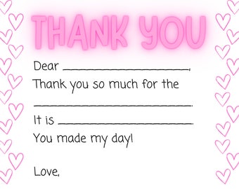 Printable Kids Thank You Card - Etsy