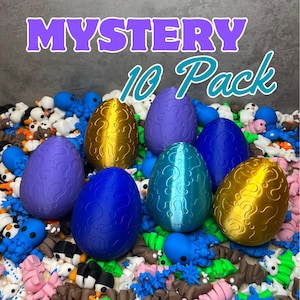 Pacote com 10 animais misteriosos em ovo ~ Colecionáveis divertidos ~ Flexis ~ Ovo de dragão surpresa