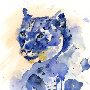 Panthère des neiges - par Natalie Yarema, impression d'art, léopard des neiges, aquarelle, peinture, animal