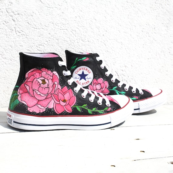 pink flower converse