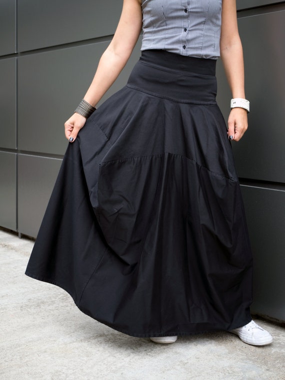 Black Long Skirt/ Loose Oversized Skirt/ Plus Size Maxi | Etsy