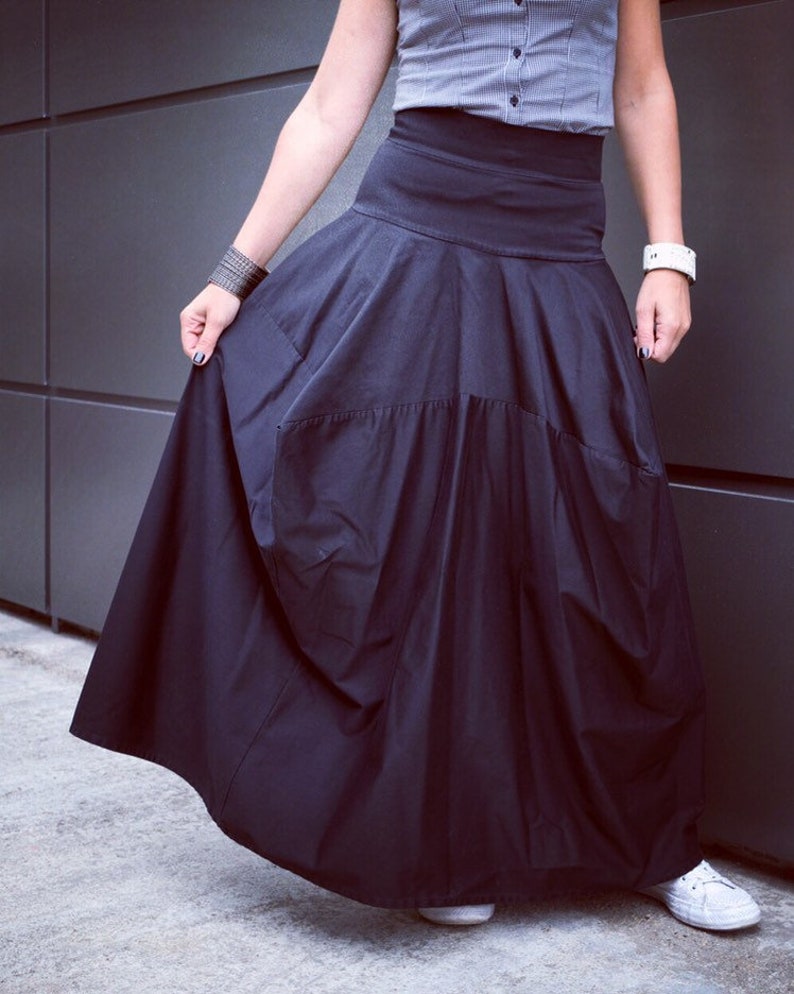 Asymmetrical Black Long Skirt/ Loose Oversize Skirt/ Plus Size | Etsy