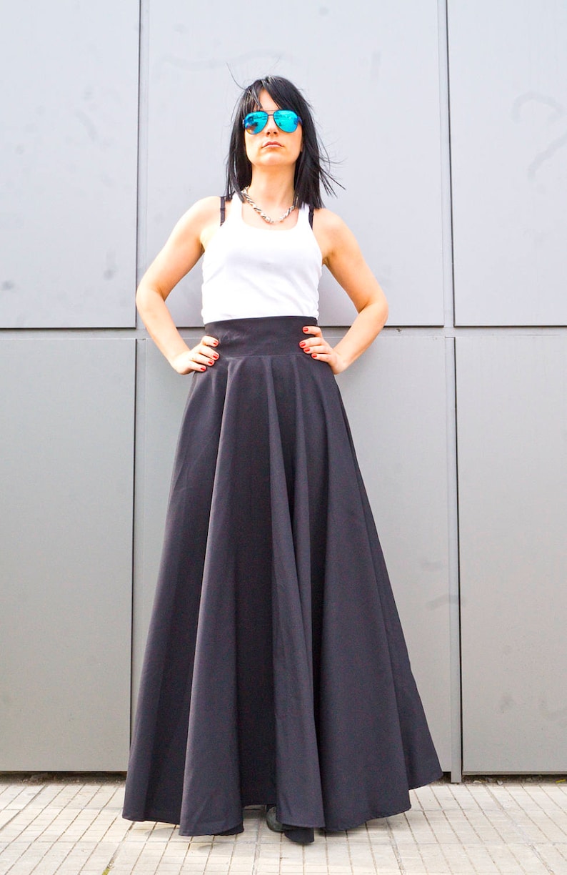 Soft Cotton Black Skirt/ Women Long Plus Size Skirt/ | Etsy