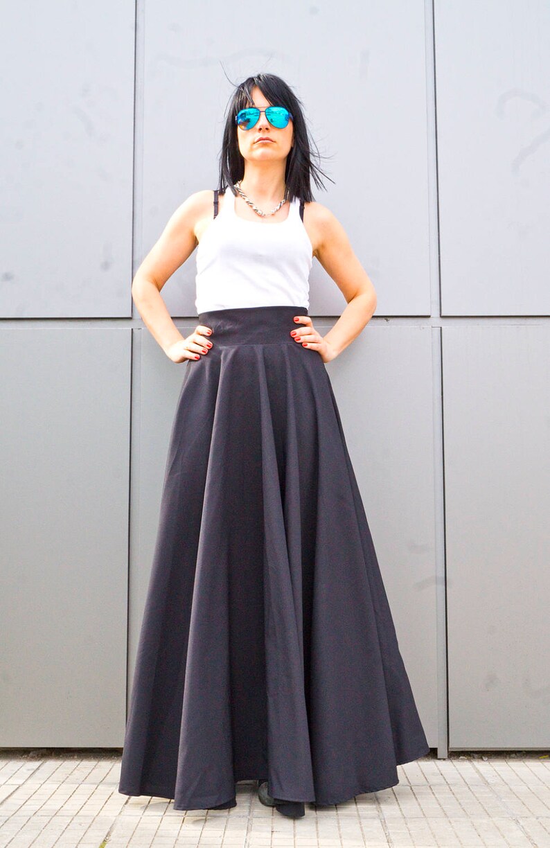 Soft Cotton Black Skirt/ Women Long Plus Size Skirt/ Etsy