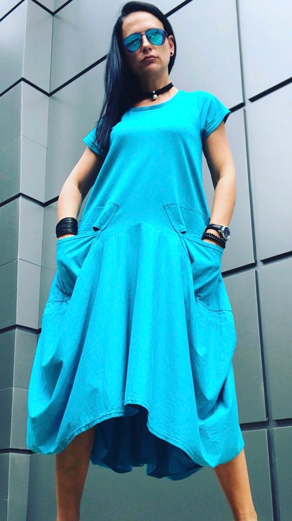 blue loose dress