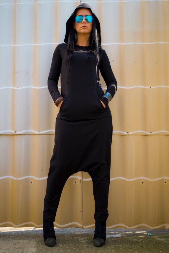 black hooded romper