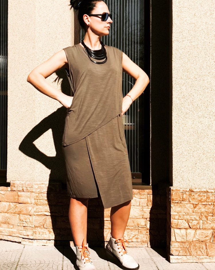 olive green boho maxi dress