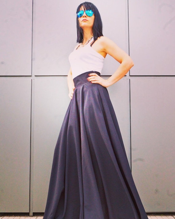 plus size long black skirt