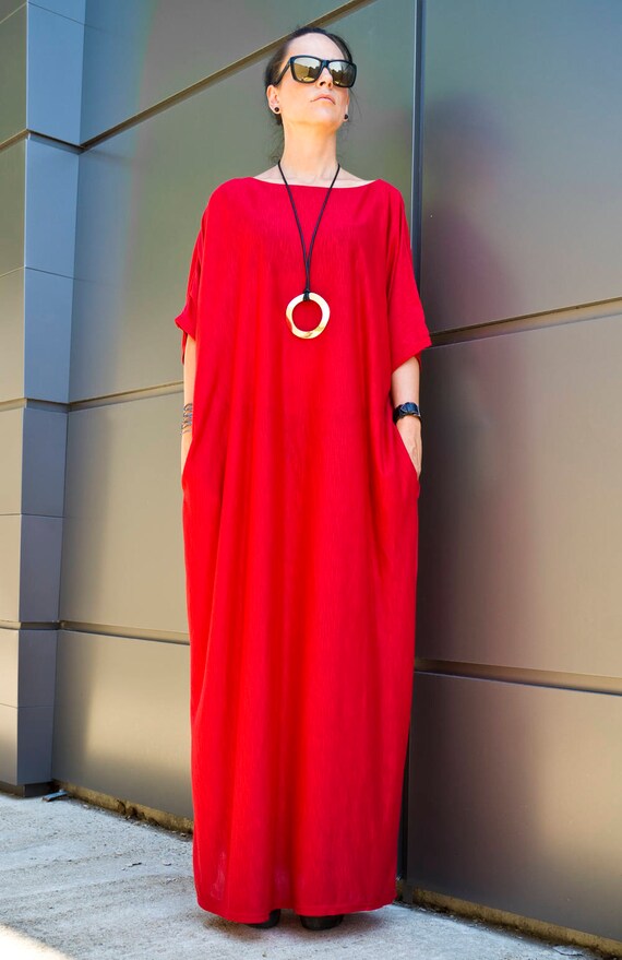 women's plus size red maxi dress