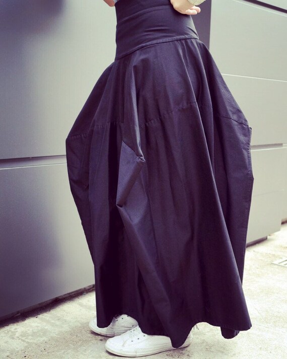 BagHag247 - Asymmetrical Black Long Skirt/ Loose Oversize Skirt/ Plus ...
