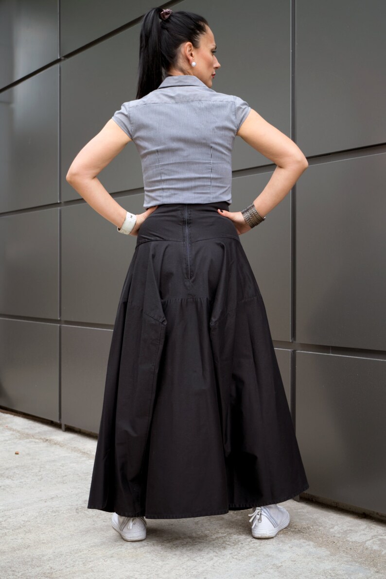 Asymmetrical Black Long Skirt/ Loose Oversize Skirt/ Plus Size Etsy
