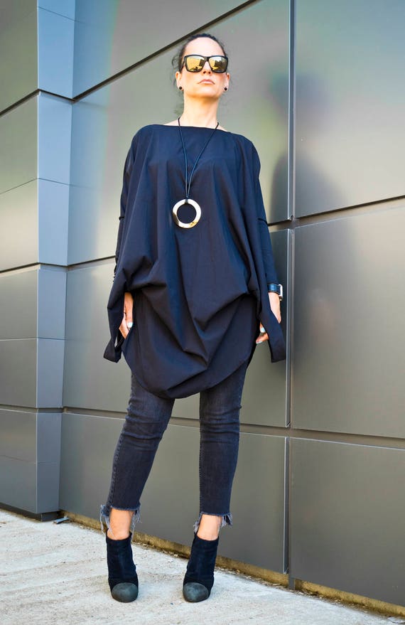 black cotton tunic top
