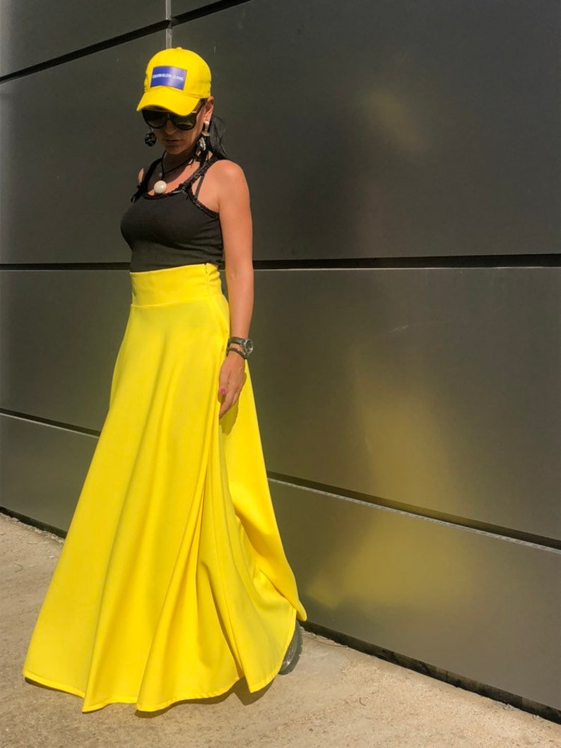 yellow plus size maxi skirt