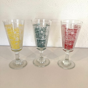 Three Midcentury sherry/ small wine glasses.
