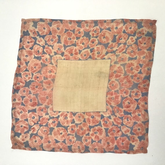 A vintage raw silk pongee 1920's/1930's Handkerch