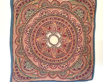 A vintage silk brown patterned handkerchief