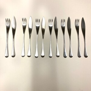 A 1960 set of 6 Old Hall Alveston Fish forks and knives Designed by Robert Welch