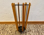 70s umbrella stand made of wood and metal