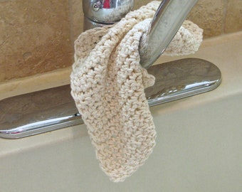 Crocheted Dish Cloth, Cotton, WHITE OR NATURAL, Wash Cloth, Spa, Face, Baby, Scrubby, Eco Friendly, Primitive, Farm House, Shabby Chic