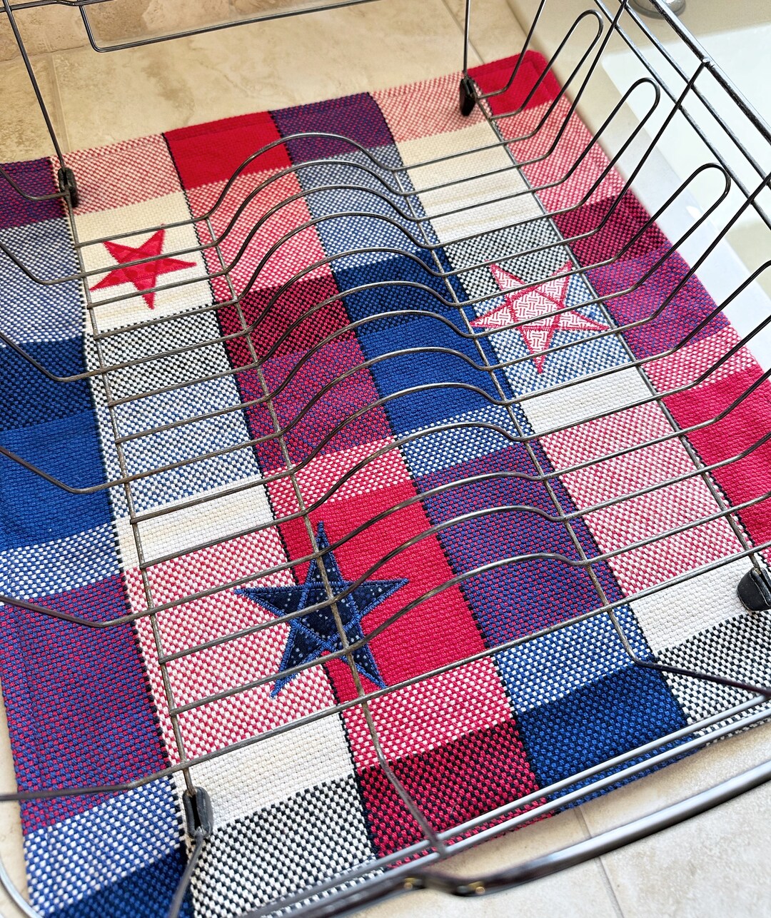 July 4th Kitchen Sink Mat Handwoven DISH DRYING MAT Kitchen Etsy