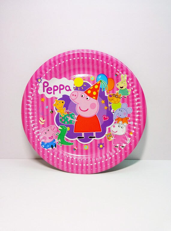 Peppa Pig Party Plates Birthday Decor Peppa Pig Pink Plate Set Etsy