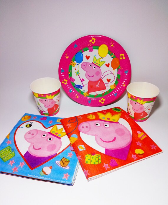 Peppa Pig Party Birthday Set of 10 plates 10 cups 10 napkins Etsy