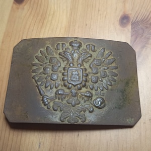 Original Russian Belt Buckle with Eagle WWI - Russian Empire Collection Relic - Maker Marked - Imperial Russian Army Belt Brass Buckle WW1