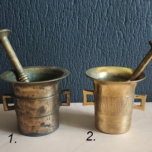Marked Brass Mortals and Pestles-Antique Mortals late 1800s - Beautiful Kitchen Decor-Large and Heavy Vintage Mortals & Pestles-Rustic Decor