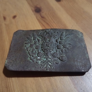 Marked AOЧ Original Russian Belt Buckle with Eagle WWI - Russian Empire Collection Relic - Imperial Russian Army Belt Brass Buckle WW1