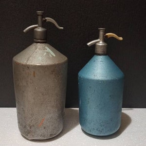Vintage Large & Medium Soda Syphons - Retro Seltzer bottle - Antique Aluminium Soda Bottle - USSR Seltzer Bottle - Rustic Home/Kitchen Decor