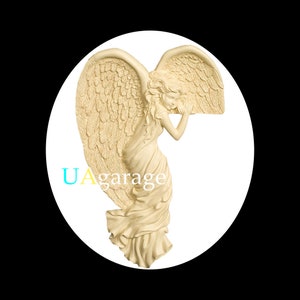 May include: A beige angel sculpture with detailed feathered wings and flowing gown. The angel is leaning, with one arm resting on a surface. The text "UAgarage" is visible in the lower left corner.