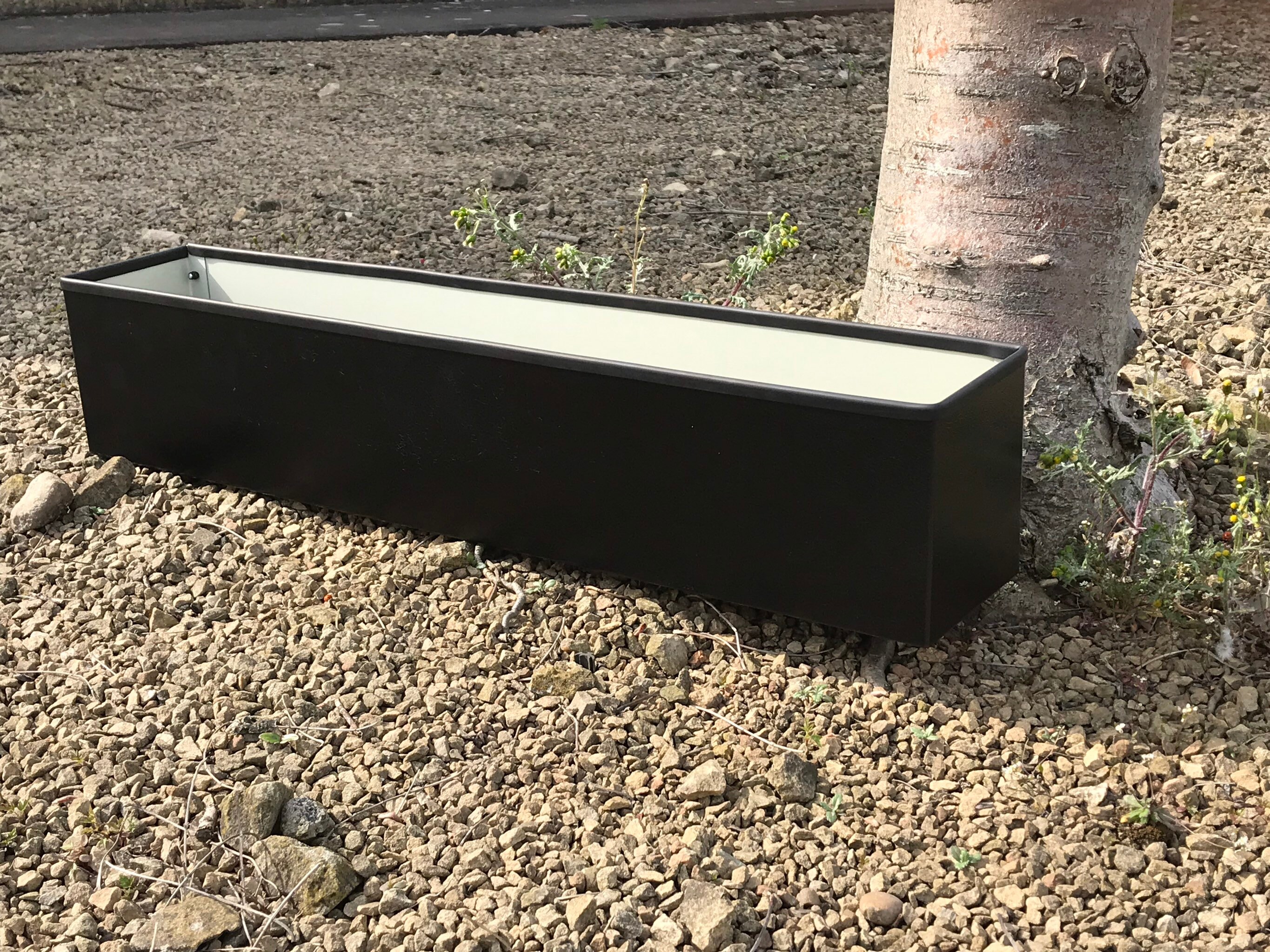 72cm Long Black Window Box Style Handmade Metal Planter, with Rubber