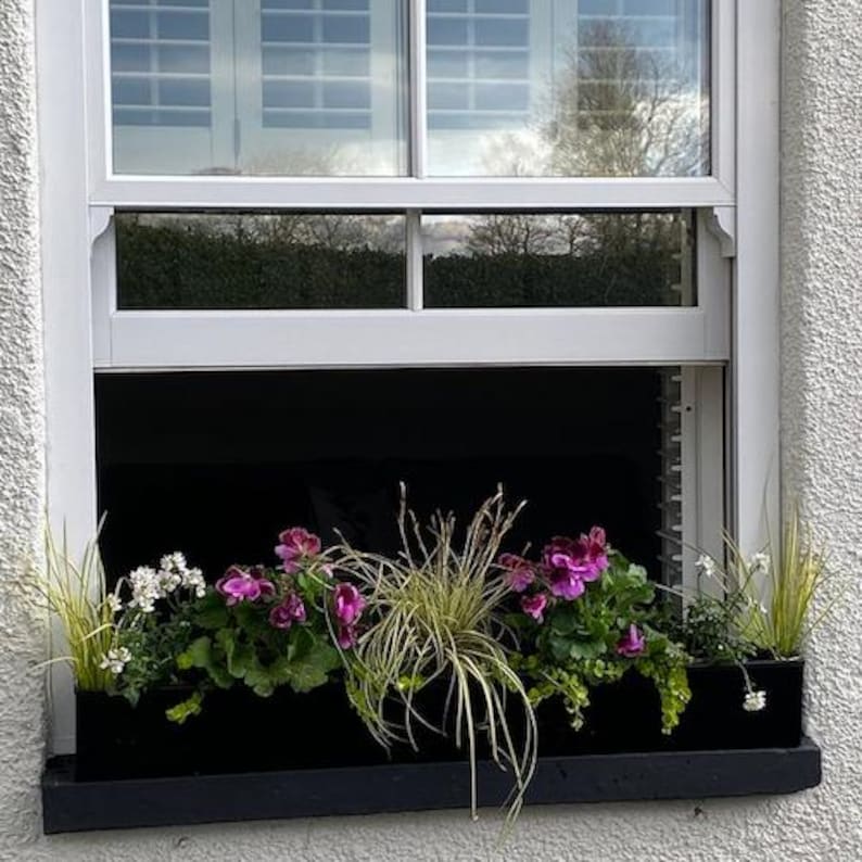 Metal Window Cill planter windowsill plant pot garden trough black modern bespoke custom planter handmade uk