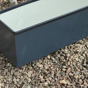 Handmade Window Box, Upcycled Metal Planter, Modern Garden Decor, Long Black Pots, Plant Trough image 5