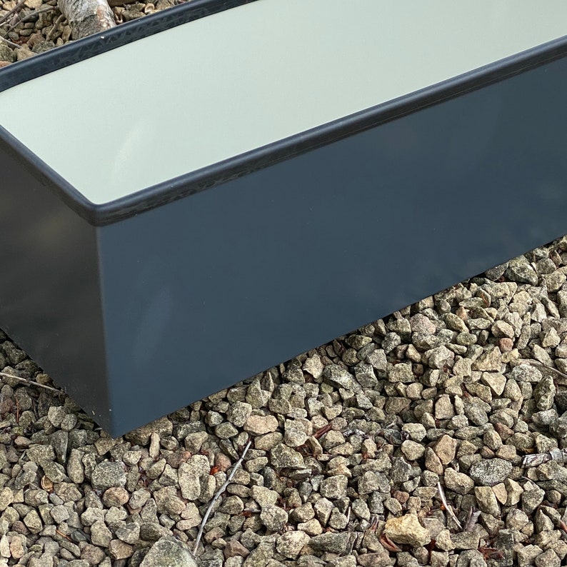 Handmade Window Box, Upcycled Metal Planter, Modern Garden Decor, Long Black Pots, Plant Trough image 5