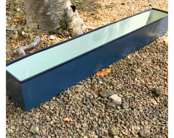 Slate Blue Window Box, Handmade Metal Planter, Long Herb Planter, Modern Flower Pots