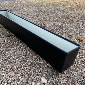 Handmade Black Steel Window Box Planter: Modern Urban Garden, Drainage Included