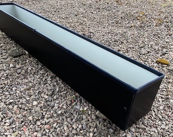 Modern Black Metal Plant Container, Long Rectangular Planter Box, Minimal Design, Indoor Herb Garden, variable height