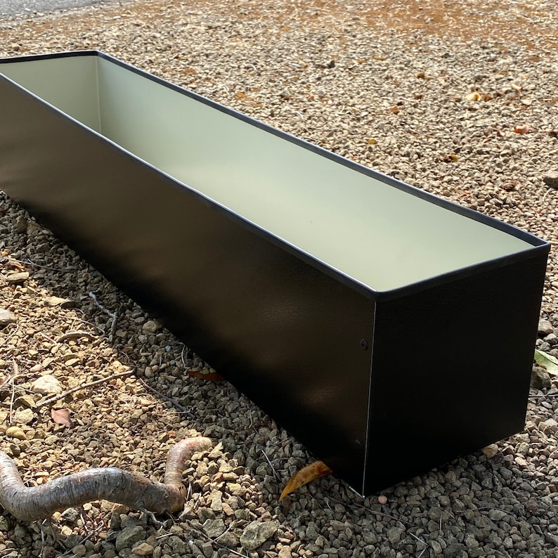 Long Deep Black Metal Handmade Trough Planter With Rubber Etsy UK