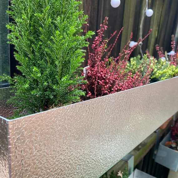 Long Stucco Aluminium Window Planter, Metal Herb Box Style Handmade Planter