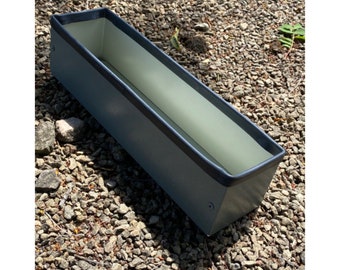 Handmade Grey Metal Flower Box for Windows, Outdoor Gardening Decor, Rustic Planter Pot